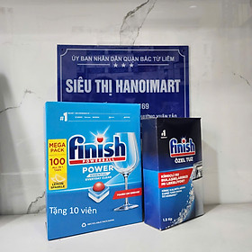 Viên rửa bát Finish 110 viên + Muối Finish 1.5kg dùng cho Máy Rửa Bát Chén