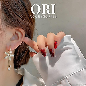 Bông tai nữ cánh hoa đính đá Oralie độc đáo ORI ACCESSORIES B044
