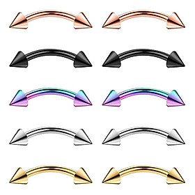 10 Piece 16G Stainless Steel Spikes Eyebrow Ear Lip Navel Ring Piercing 6mm