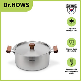 Nồi nấu Inox 3 lớp cán gỗ Dr.HOWS WarmWood 24cm