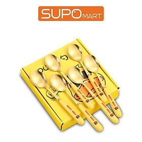 Mua Bộ thìa SUPO Mart 6 chiếc  sét muỗng dành cho bé Inox mạ vàng tay cầm hình vịt vàng