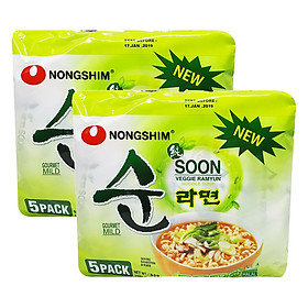Combo 10 Gói Mì Chay Soon Veggie Ramyun Nongshim (112g / Gói)