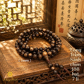 Vòng Trầm Hương Sánh Chìm 108 hạt size 7mm ( 7 li ) - Hương thơm tự nhiên - May Mắn Bình An - Mộc Trầm Hương Khang Bình