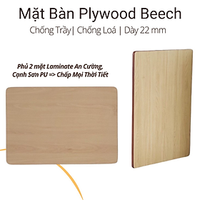 Mặt bàn gỗ đẹp, 70 x 50 cm, dày 22mm , Plywood Beech phủ Laminate chống trầy 2 mặt Plyconcept (Không kèm chân bàn)