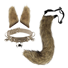 3Pcs Animals Ears and Long Tail Set Cute Cat Ear and Tail Halloween Costume
