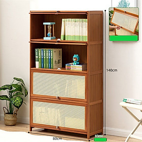 Mua Tủ kệ Để đồ Tiện lợi 4 ngăn đa năng Gỗ Tre bền đẹp - Kệ tủ hiện đại 80cm họa tiết sang trọng cao cấp PR112