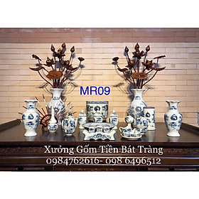 MR09- Bộ đồ thờ Men rạn giả cổ 100% thủ công vẽ tay