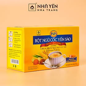 Bột Ngũ Cốc Yến Sào PiPi - Nhà Yến Nha Trang - Hộp 10 Gói - Loại Có Đường - Bột Ngũ Cốc Dinh Dưỡng - Ngũ Cốc Ăn Sáng - Hàng Chính Hãng