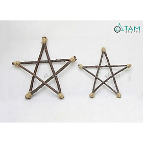 Set 2 ngôi sao cành cây củi khô Handmade