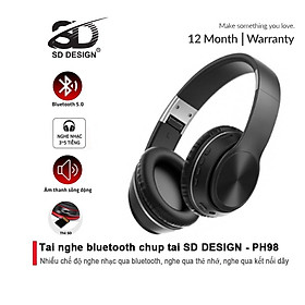Tai nghe Bluetooth chụp tai cSD Design PH98, âm thanh chất lượng cao, sắc nét, hỗ trợ thẻ nhớ, Bluetooth 5.0