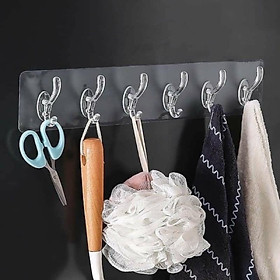 Mua Thanh Treo Đồ Dán Tường 6 Móc Liền Mạch Trong Suốt Siêu Chắc.
