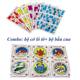 COMBO:Bộ cờ lô tô giấy và bộ bầu cua cá cọp giấy giải trí