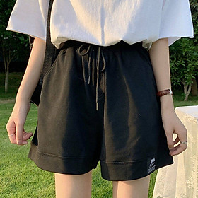 Quần sooc nữ,quần đùi nữ mặc mùa hè cạp chun găn logo 2 màu chất đẹp
