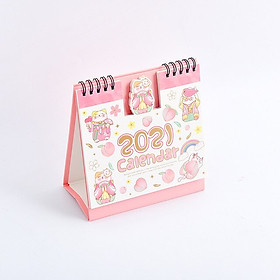Lịch Để Bàn 2021 Siêu Dễ Thương Để Bàn Làm Việc Học Tập Tặng Kèm Sticker Trang Trí