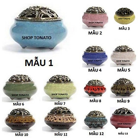 Mua (MUA NHIỀU GIẢM GIÁ)LƯ XÔNG TRẦM ĐỐT NHANG GỐM SỨ LHSU1 TẶNG 3 NỤ TRẦM TẤM CÁCH NHIỆT CAO 7CM