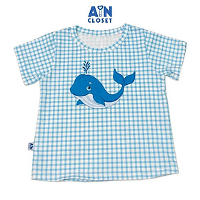 Áo ngắn tay unisex họa tiết Cá heo xanh thun cotton - AICDBGWMP9CG