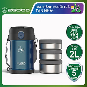 Mua Bộ Hộp Cơm Giữ Nhiệt 2GOOD Lunch Box HC01 (2000ml) - Kèm Muỗng và Đũa Inox 304