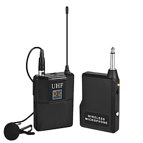 Professional UHF Wireless Microphone System Transmitter Receiver Set with Unidirectional Lavalier Lapel Mic for Teaching