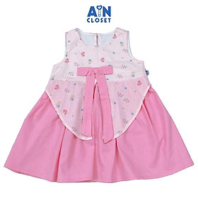 Đầm bé gái hoạ tiết Hoa Nơ Nhí Hồng Linen - AICDBGYFSK8Q - AIN Closet