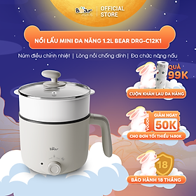 Nồi Lẩu Mini Đa Năng 1,2L Bear Lẩu 2 tầng Vật Liệu Chống Dính An Toàn C12K1 - Hàng nhập khẩu