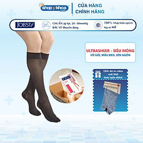 Vớ y khoa gối JOBST UltraSheer - Siêu mỏng, màu đen, kín ngón, 20-30mmHg, giãn tĩnh mạch chân (tất y khoa)