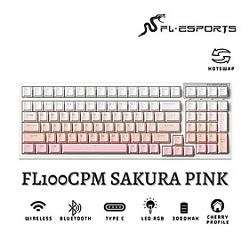 Bàn phím cơ FL-Esports FL100CPM Sakura Pink/White Olivia/Marsmallow - Hàng chính hãng