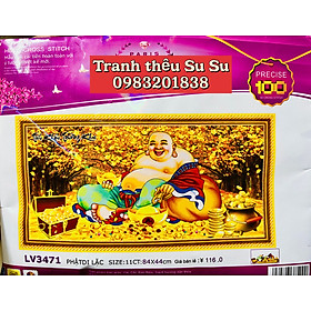 Tranh thêu chữ thập Phật di lặc LV3471, tranh 3D, kích thước 84 x 44 cm