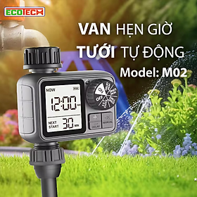 Bộ hẹn giờ tưới nước cây tự động HCT-M02: Màn hình LCD rõ nét, chống nước, Pin bền 1-2 năm, tiết kiệm nước, dễ sử dụng.