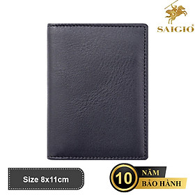 Ví Đựng Thẻ ATM Mini, Da Bò Mềm Mại GUNSET, Da Thật 100%, Thiết Kế Hiện Đại, Nhiều Ngăn Tiện Dụng, Đựng Thẻ Ngân Hàng, Danh Thiếp, Căn Cước, Hình Lưu Niệm, Dáng Đứng - Gập 2 - Hàng Chính Hãng SAIGIO - Đen