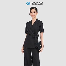 Áo vest nữ GUMAC AC09002 tay ngắn thắt nơ eo thanh lịch
