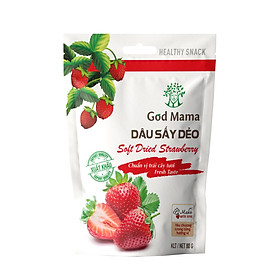 Dâu sấy dẻo God Mama - 80g - Ăn vặt tốt cho sức khỏe. Nguyên liệu được lựa chọn cẩn thận từ nhà vườn, chất lượng cao, độ chín vừa phải, đảm bảo độ mềm, dẻo vừa ăn cho sản phẩm