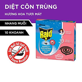 RAID Nhang diệt muỗi ít khói Hương Hoa - 10 khoanh