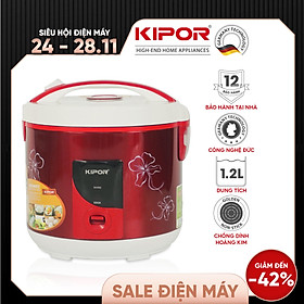 Nồi cơm điện KIPOR KP-N25912 - 1.2L - Phủ chống dính HOÀNG KIM, Nồi cơm có tặng kèm vỉ hấp - phù hợp 2-3 người ăn - Hàng chính hãng