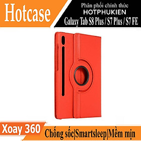 Case bao da chống sốc xoay 360 độ cho Galaxy Tab S8 Plus /  Tab S7 Plus / Tab S7 FE 12.4 inch hiệu HOTCASE (thiết kế siêu mỏng hỗ trợ Smartsleep, gập nhiều tư thế, tản nhiệt tốt) - hàng nhập khẩu