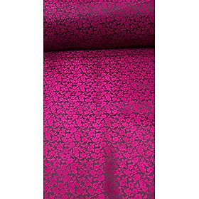 Vải Lụa Tơ Tằm Palacesilk hoa mai màu hồng sen đậm may áo dài, dệt thủ công#mềm mượt#nhẹ#thoáng mát, khổ rộng 90cm