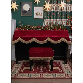 Khăn phủ đàn piano cơ đàn piano điện tử 88 phím nhung đỏ trang trí giáng sinh noel năm mới Tết - Hàng chính hãng