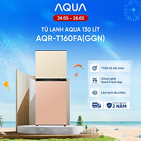 Tủ lạnh AQUA 130 lít ngăn đá trên AQR-T160FA(GGN) - Màu Be hồng - Freeship toàn quốc - Bảo hành 2 năm - Hàng chính hãng