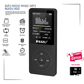 Máy nghe nhạc Ruizu X02: Thiết kế nhỏ gọn, ghi âm chất lượng cao, nghe đài FM, hỗ trợ nhạc Lossless (MP3/WMA/WAV/APE/FLAC), màn hình TFT 1.8 inch, bộ nhớ 8GB/16GB, thẻ nhớ microSD 64GB, pin 80 giờ, giải trí tiện lợi mọi lúc mọi nơi - Hàng nhập khẩu