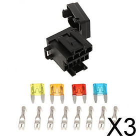 3xAutomotive 4 Way Fuse Holder Box + 1 Relay Socket for Truck / SUV / Trailer / Mobile Home