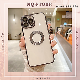 Ốp lưng viền màu lưng trong khoét tròn logo sang trọng dành cho iPhone 13, 13 Pro Max, 12 Pro Max - iPhone 13 Pro Max - Viền đen