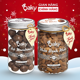 Quà Tặng Oaky - Combo Hạt Dinh Dưỡng Cao Cấp - Hạnh Nhân, Hạt Macca Size Lớn (450gr) - Tặng Túi Giấy Sang Trọng
