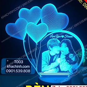 Mua Quà tặng Sinh Nhật đèn ngủ khắc hình Chân Dung quà tặng tình yêu ý nghĩa Mẫu T003-G có Remote thay đổi 16 màu