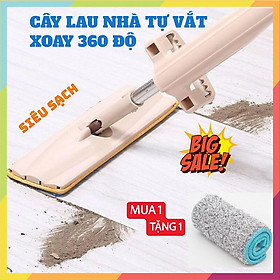 Cây lau nhà tự vắt thông minh xoay 360 độ - Chổi lau nhà, cửa kính, ô tô đa năng cán dài - Tặng 1 bông lau GD019