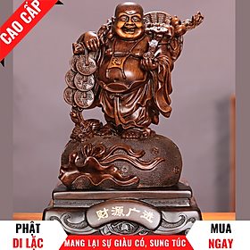 Mua Tượng Phật Di Lặc Đứng Trên Bao Tiền Trang Trí Phong Thủy Cao 23cm