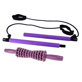 Pilates Bar Exercise Stick Resistance Band Tub & Muscle Massage Roller Stick