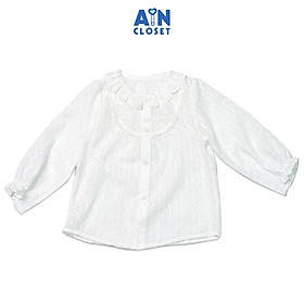 Áo sơ mi dài tay bé gái họa tiết Hoa Cẩm cù trắng cotton boi - AICDBGUT7B22 - AIN Closet