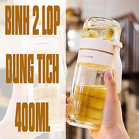 Mua Bình Pha Trà Thủy Tinh 2 Lớp Sang Trọng và Tiện Lợi cho Dân Văn Phòng Dung Tích 450ML