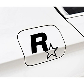 Miếng dán trang trí nắp bình xăng xe ô tô xe hơi decal chống thấm nước chữ Rs trắng đen cao cấp