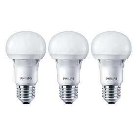 Mua Bộ 3 Bóng Đèn Philips LED Ecobright 5W 3000K E27 A60  - Ánh Sáng Vàng - Hàng Chính Hãng