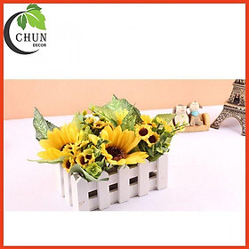 Mua Giỏ hoa giả - Hàng rào hoa hướng dương 10cm trang trí bàn trà  bàn tiệc  kệ tủ  góc học tập